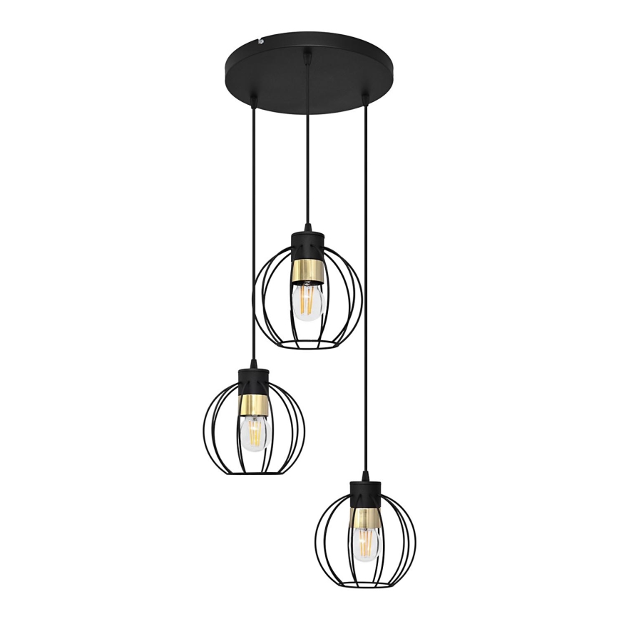 Hanglamp aan een koord STARLIGHT 3xE27/15W/230V zwart/goud
