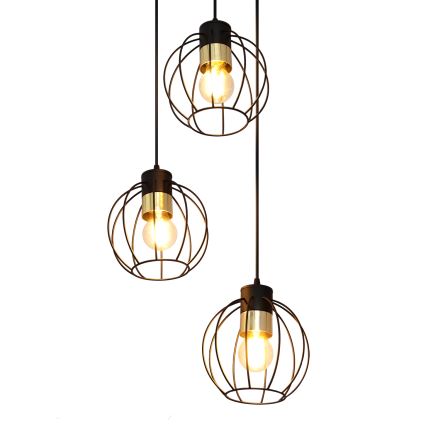 Hanglamp aan een koord STARLIGHT 3xE27/15W/230V zwart/goud
