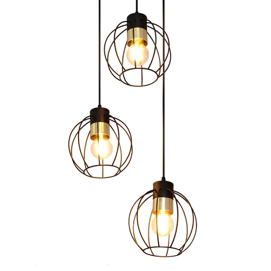 Hanglamp aan een koord STARLIGHT 3xE27/15W/230V zwart/goud