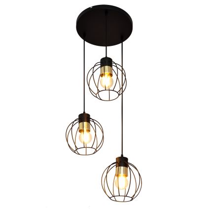 Hanglamp aan een koord STARLIGHT 3xE27/15W/230V zwart/goud