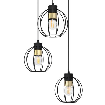 Hanglamp aan een koord STARLIGHT 3xE27/15W/230V zwart/goud