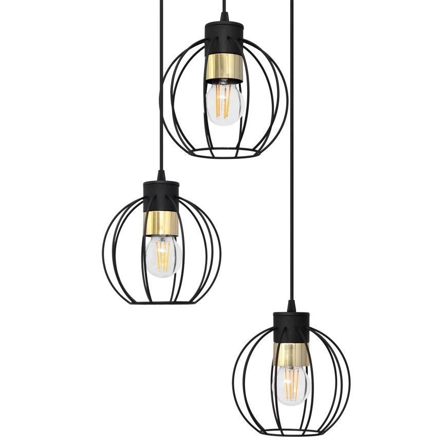 Hanglamp aan een koord STARLIGHT 3xE27/15W/230V zwart/goud