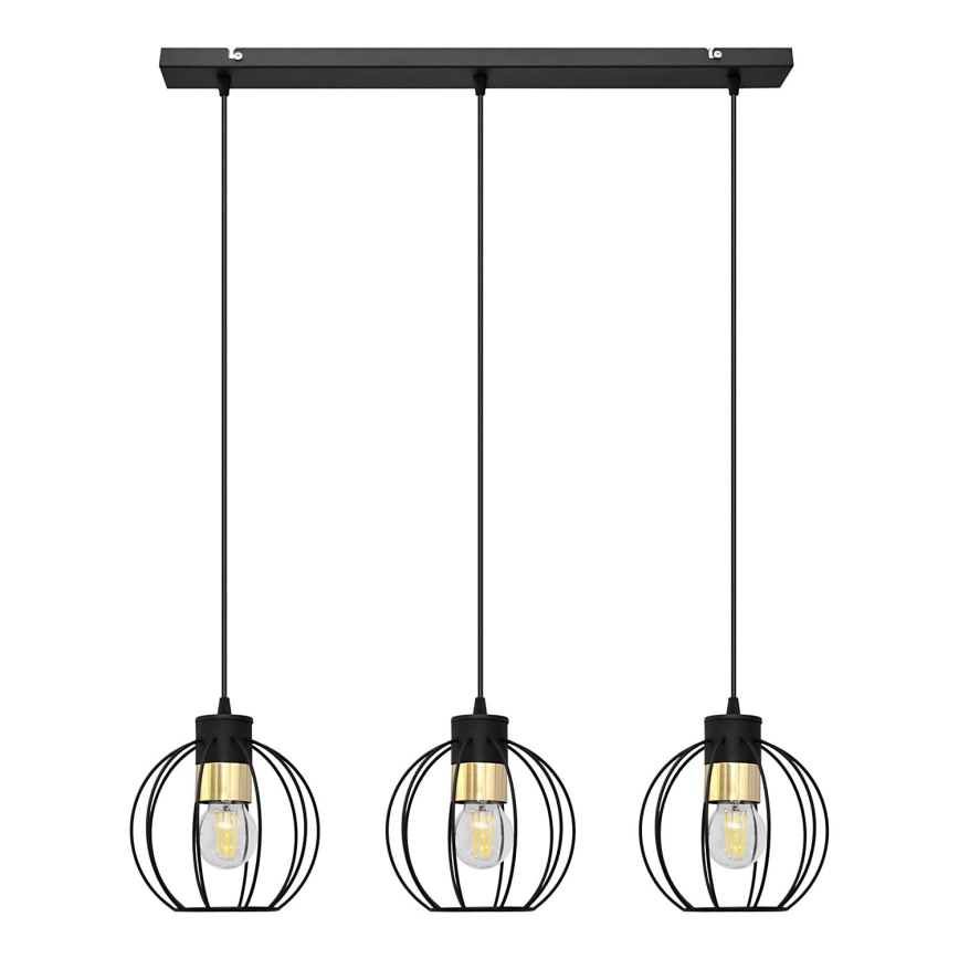 Hanglamp aan een koord STARLIGHT 3xE27/15W/230V zwart/goud