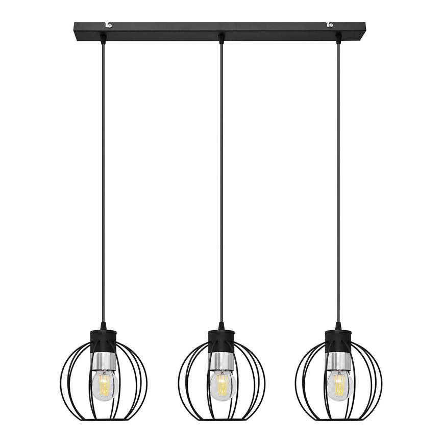 Hanglamp aan een koord STARLIGHT 3xE27/15W/230V zwart/zilver