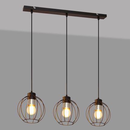 Hanglamp aan een koord STARLIGHT 3xE27/15W/230V zwart/zilver