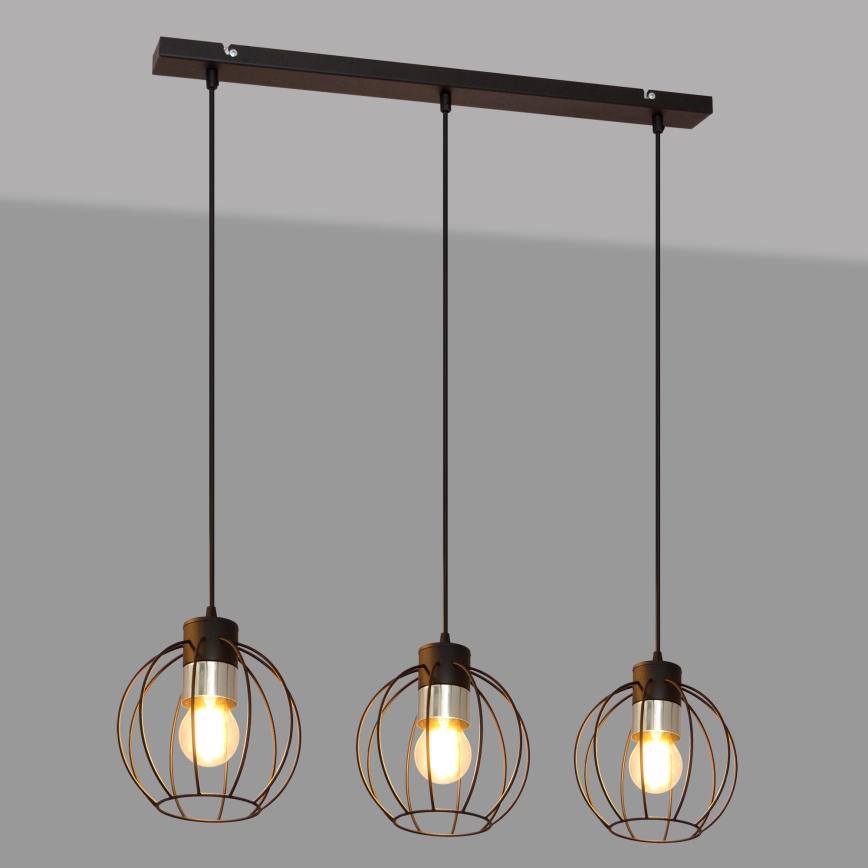 Hanglamp aan een koord STARLIGHT 3xE27/15W/230V zwart/zilver