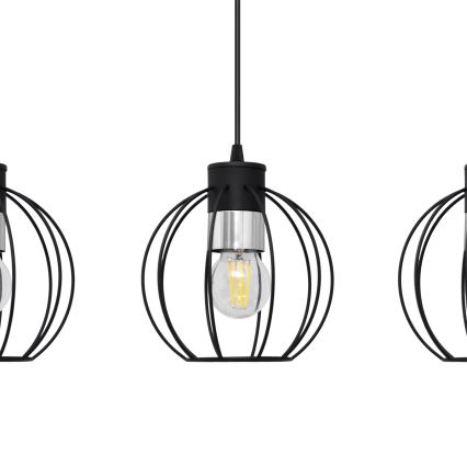 Hanglamp aan een koord STARLIGHT 3xE27/15W/230V zwart/zilver