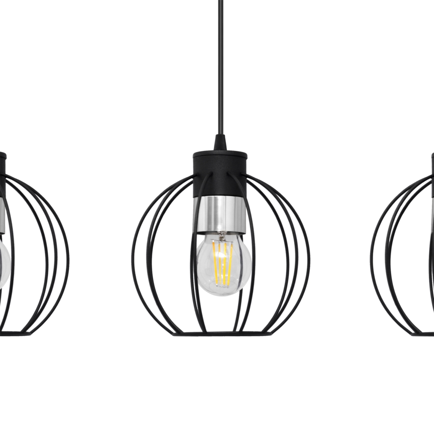 Hanglamp aan een koord STARLIGHT 3xE27/15W/230V zwart/zilver