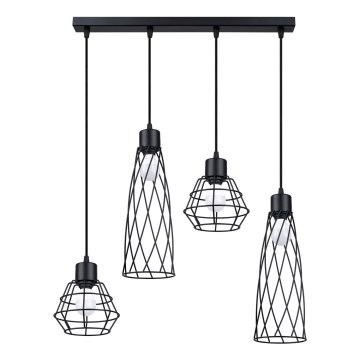 Hanglamp aan een koord SUBA 4xE27/15W/230V zwart