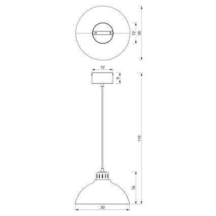 Hanglamp aan een koord SVEN 1xE27/15W/230V rood