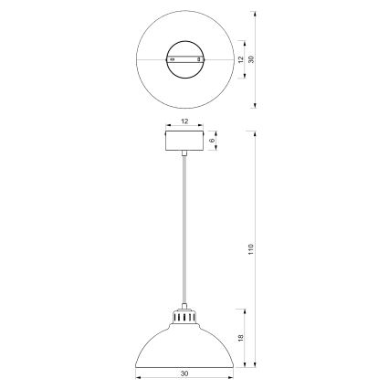 Hanglamp aan een koord SVEN 1xE27/15W/230V wit