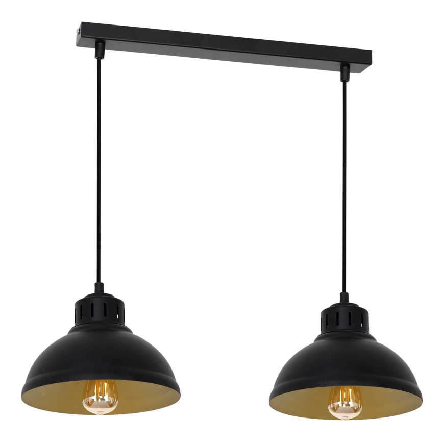 Hanglamp aan een koord SVEN 2xE27/15W/230V zwart/goud