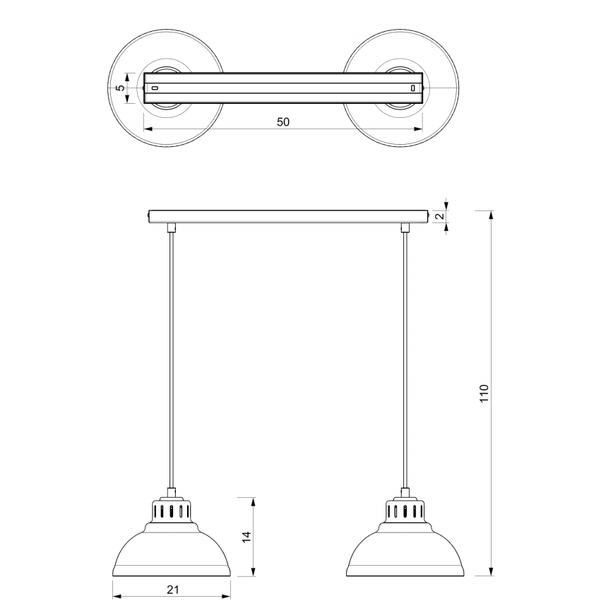 Hanglamp aan een koord SVEN 2xE27/15W/230V zwart
