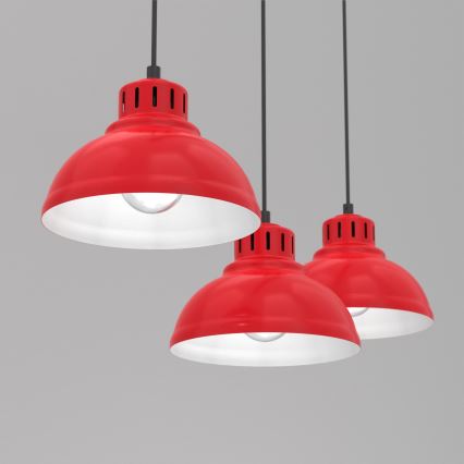 Hanglamp aan een koord SVEN 3xE27/15W/230V rood