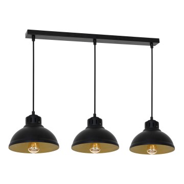 Hanglamp aan een koord SVEN 3xE27/15W/230V zwart/goud