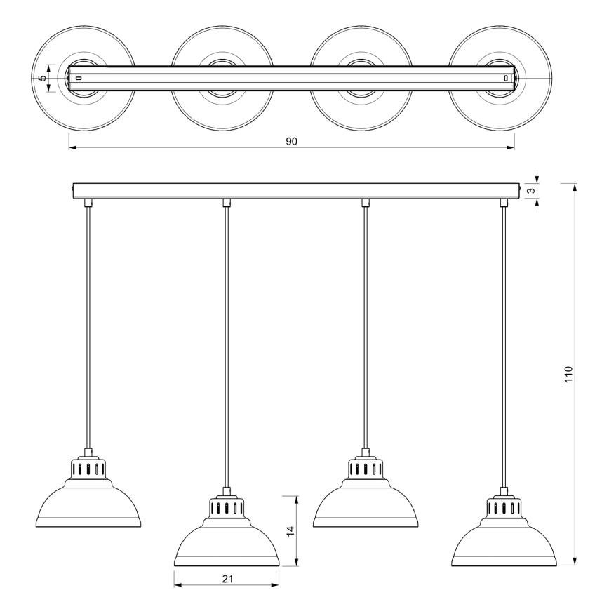 Hanglamp aan een koord SVEN 4xE27/15W/230V messing
