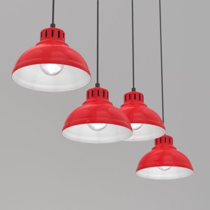 Hanglamp aan een koord SVEN 4xE27/15W/230V rood