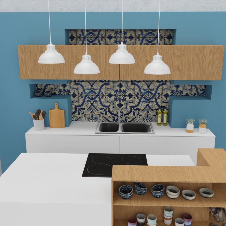 Hanglamp aan een koord SVEN 4xE27/15W/230V wit