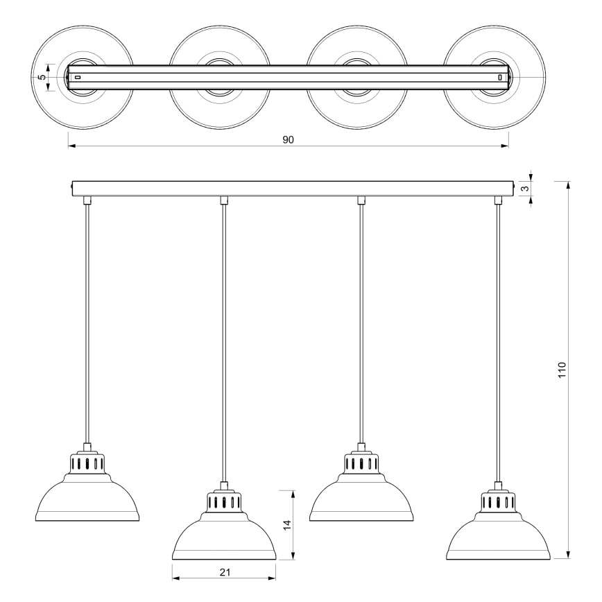 Hanglamp aan een koord SVEN 4xE27/15W/230V wit