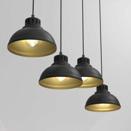 Hanglamp aan een koord SVEN 4xE27/15W/230V zwart/goud