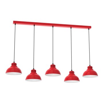 Hanglamp aan een koord SVEN 5xE27/15W/230V rood