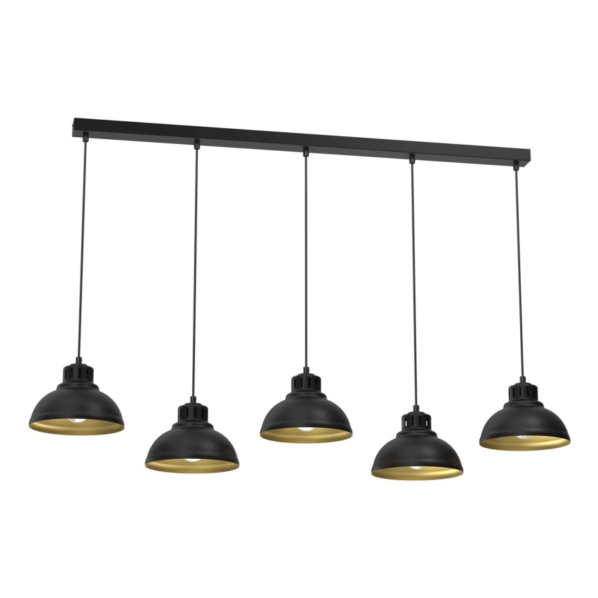 Hanglamp aan een koord SVEN 5xE27/15W/230V zwart/goud