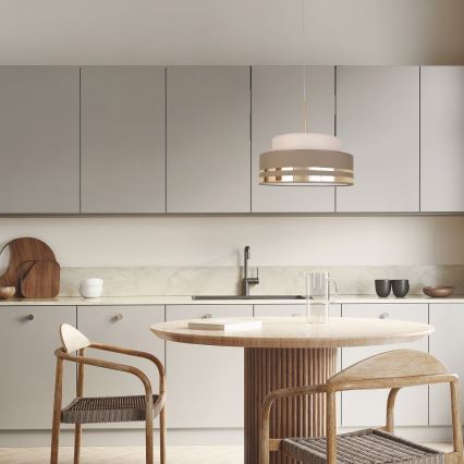 Hanglamp aan een koord TAMI 1xE27/60W/230V beige/bruin/goud