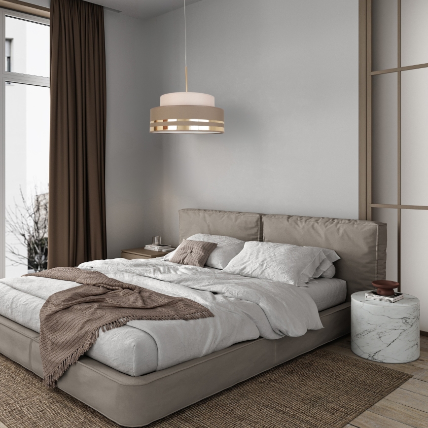 Hanglamp aan een koord TAMI 1xE27/60W/230V beige/bruin/goud
