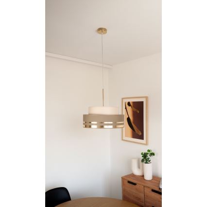 Hanglamp aan een koord TAMI 1xE27/60W/230V beige/bruin/goud