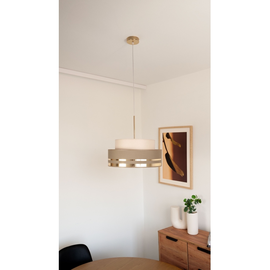 Hanglamp aan een koord TAMI 1xE27/60W/230V beige/bruin/goud