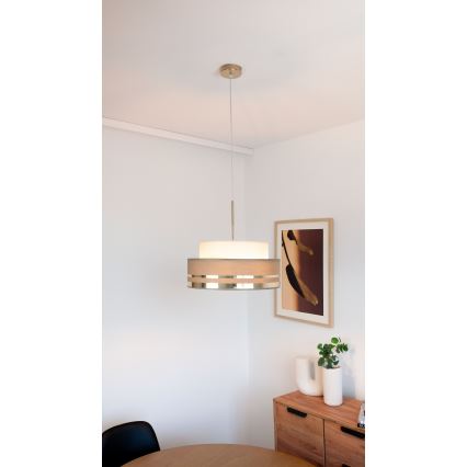Hanglamp aan een koord TAMI 1xE27/60W/230V beige/bruin/goud