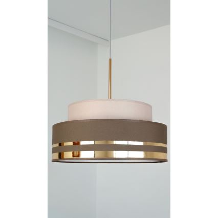 Hanglamp aan een koord TAMI 1xE27/60W/230V beige/bruin/goud