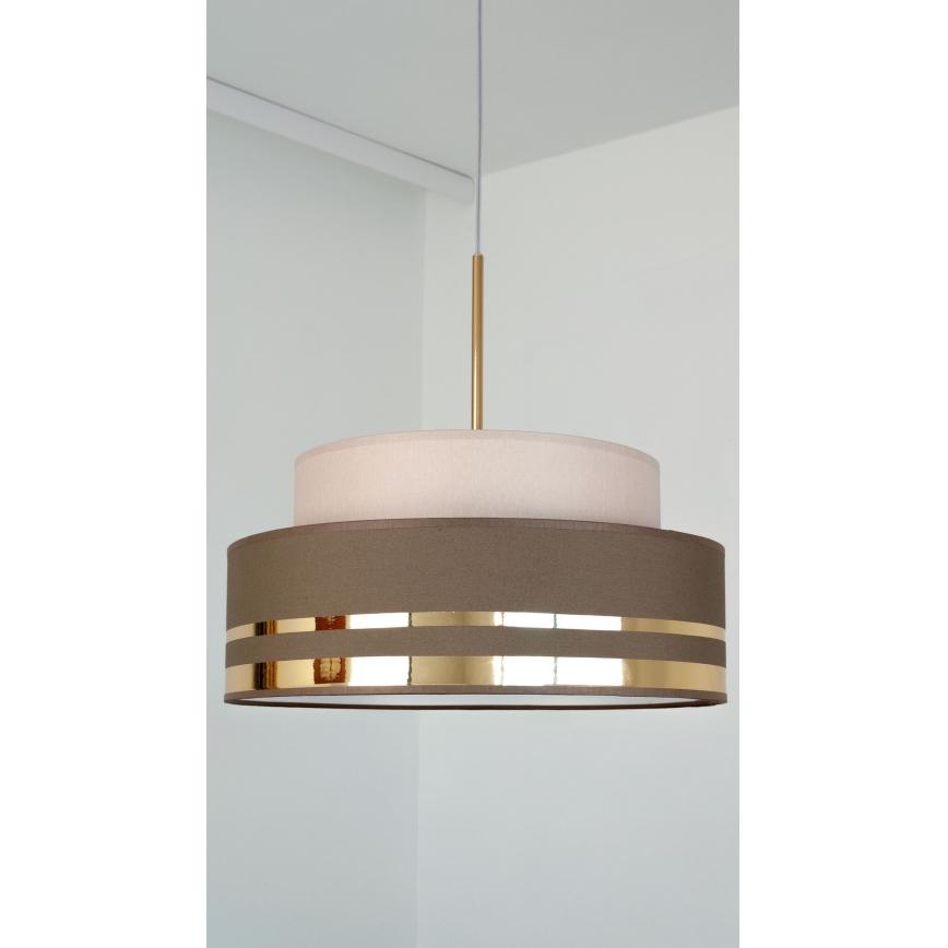Hanglamp aan een koord TAMI 1xE27/60W/230V beige/bruin/goud