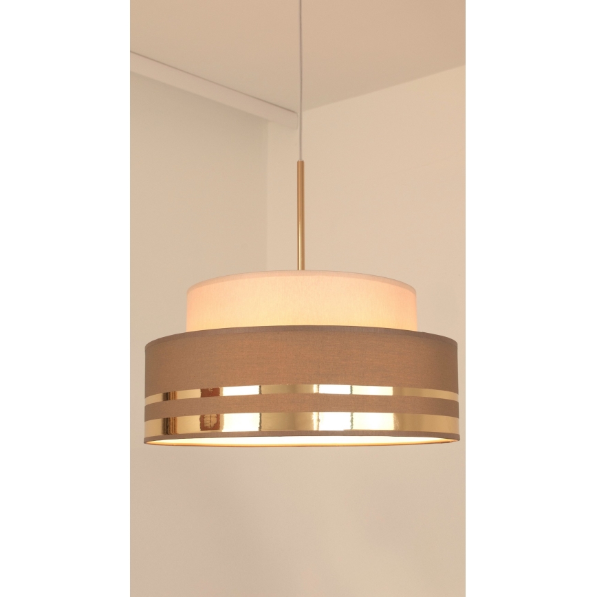 Hanglamp aan een koord TAMI 1xE27/60W/230V beige/bruin/goud
