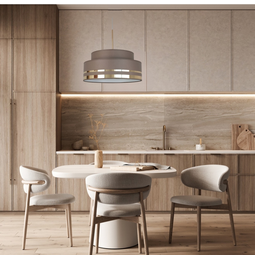 Hanglamp aan een koord TAMI 1xE27/60W/230V diameter 40 cm bruin/goud