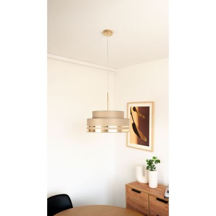 Hanglamp aan een koord TAMI 1xE27/60W/230V diameter 40 cm bruin/goud