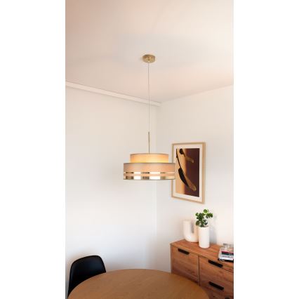 Hanglamp aan een koord TAMI 1xE27/60W/230V diameter 40 cm bruin/goud