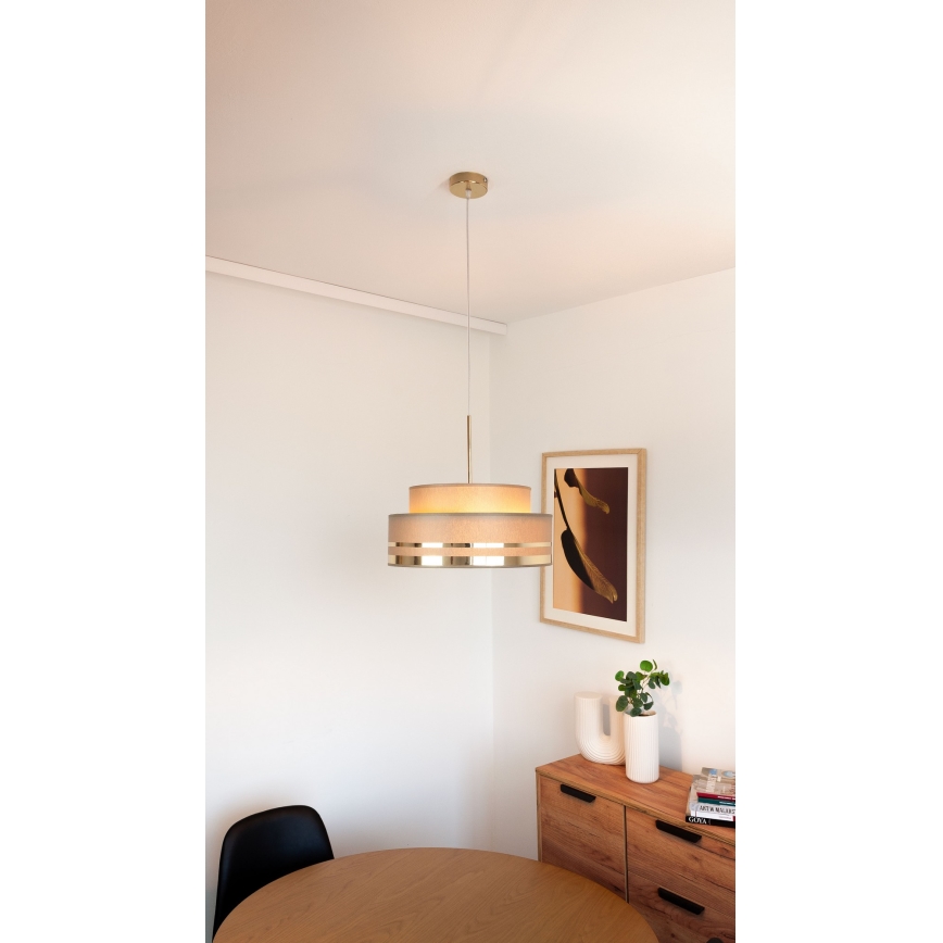 Hanglamp aan een koord TAMI 1xE27/60W/230V diameter 40 cm bruin/goud