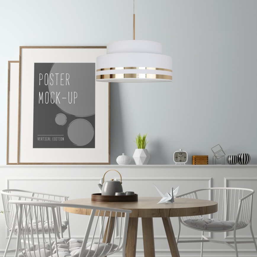 Hanglamp aan een koord TAMI 1xE27/60W/230V diameter 40 cm crème/goud