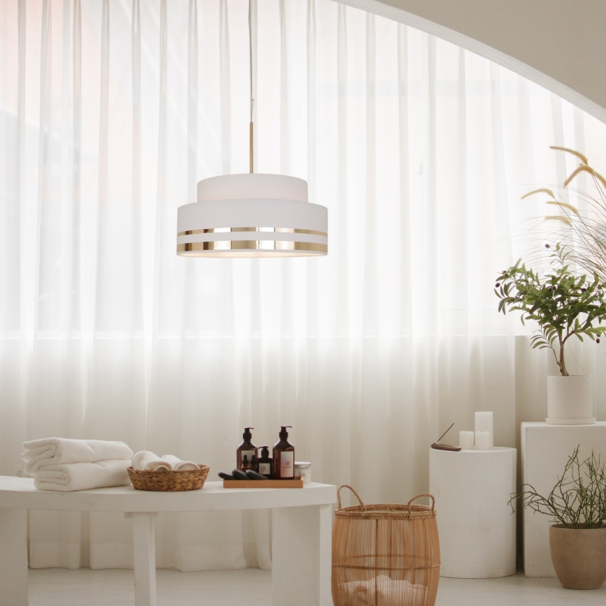 Hanglamp aan een koord TAMI 1xE27/60W/230V diameter 40 cm crème/goud