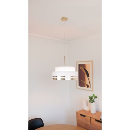 Hanglamp aan een koord TAMI 1xE27/60W/230V diameter 40 cm crème/goud
