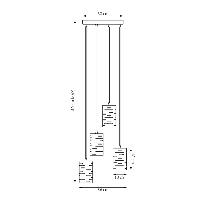 Hanglamp aan een koord TANK 4xE27/15W/230V zwart