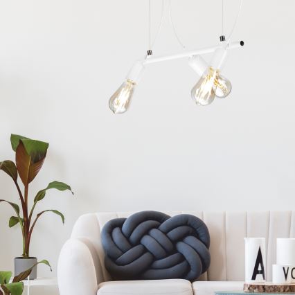 Hanglamp aan een koord TARO 3xE27/60W/230V wit