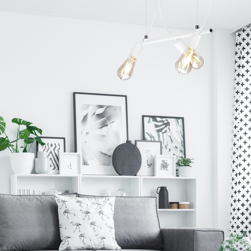 Hanglamp aan een koord TARO 3xE27/60W/230V wit