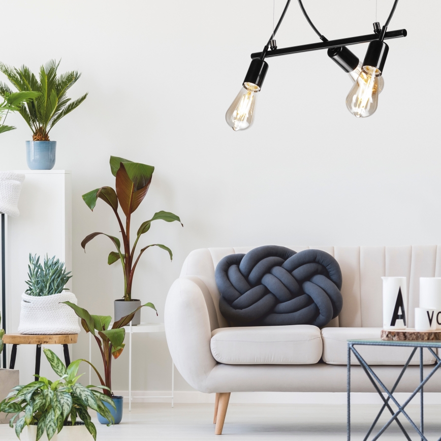 Hanglamp aan een koord TARO 3xE27/60W/230V zwart