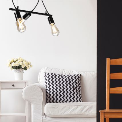 Hanglamp aan een koord TARO 3xE27/60W/230V zwart