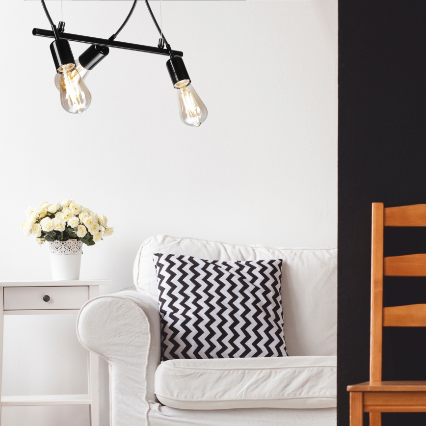 Hanglamp aan een koord TARO 3xE27/60W/230V zwart