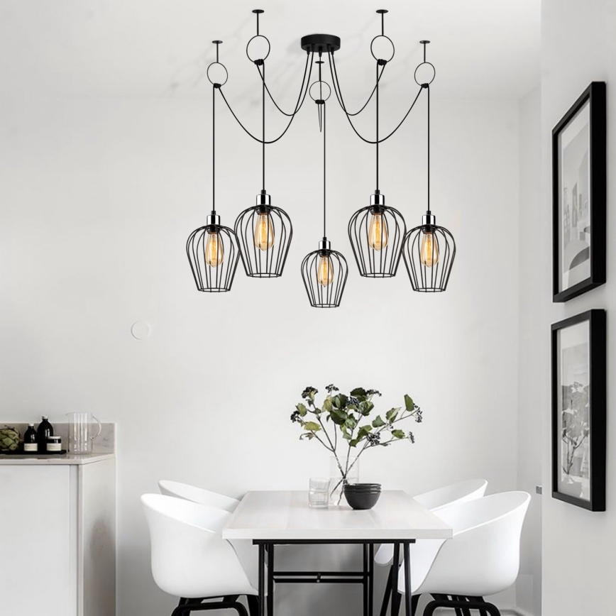 Hanglamp aan een koord TEL 5xE27/40W/230V spin