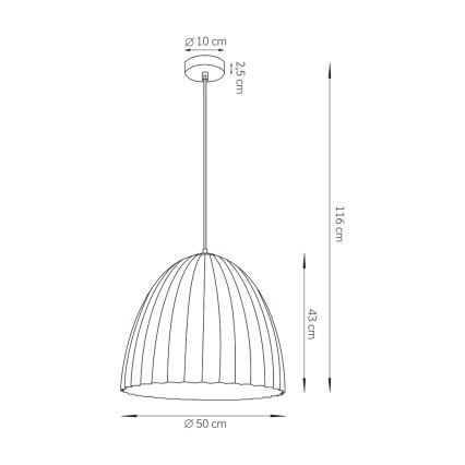 Hanglamp aan een koord TELMA 1xE27/60W/230V diameter 50 cm zwart/goud