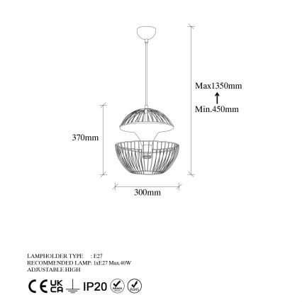Hanglamp aan een koord TELMANDER 1xE27/40W/230V groen